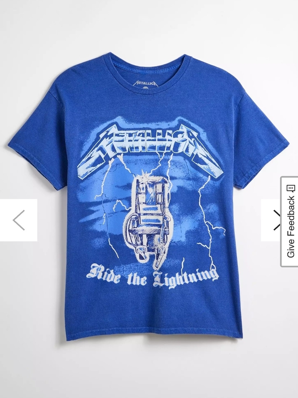 'Ride the Lightning' Graphic Tee Blue Size M ROCKYROAD authentic